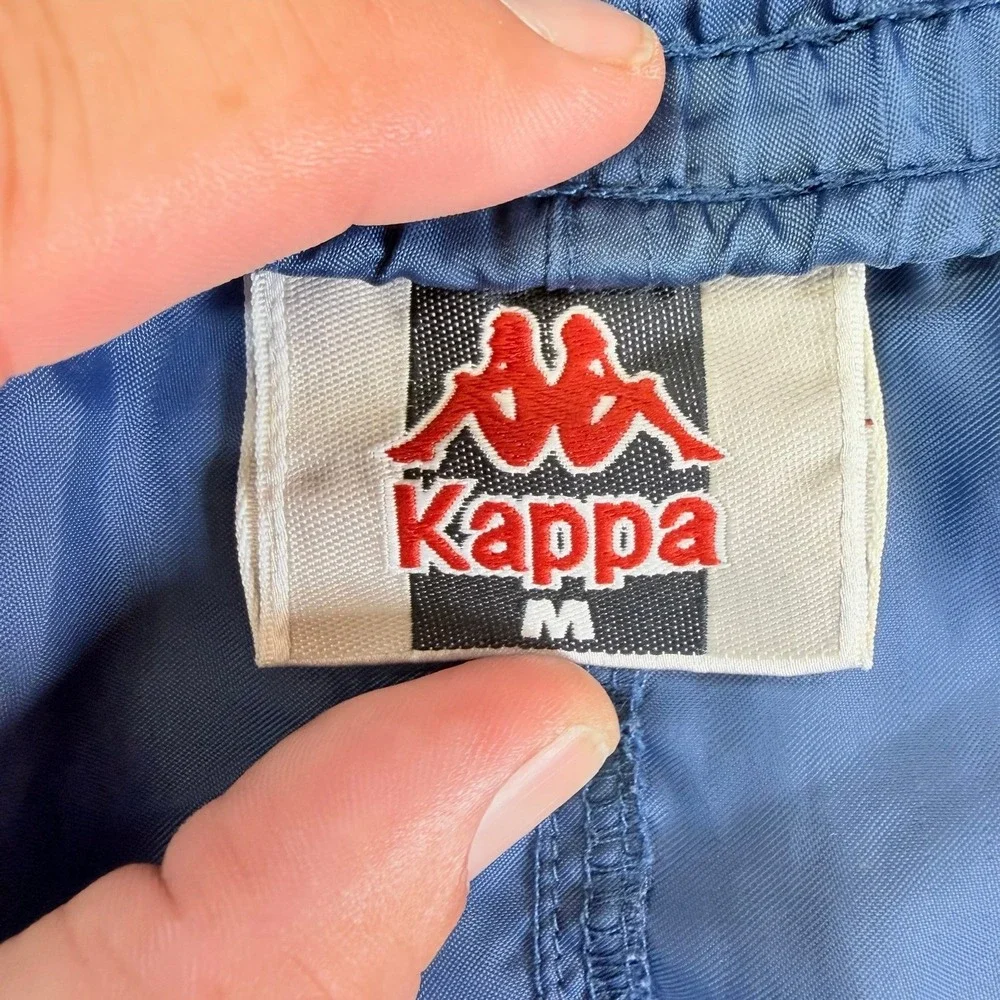 Kappa Shorts Mens Medium Blue Athletic Retro Omini Logo Elastic Waist Drawstring